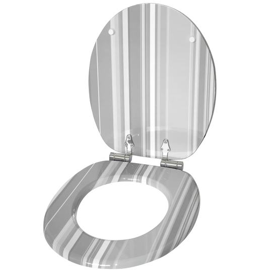 Grey Stripes Soft Close Elongated Toilet Seat