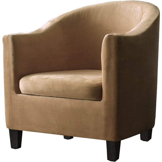2 Piece Velvet Club Armchair Slipcover Two Piece Set Stretch Armchair Slipcover Living Room Convertible Tub Chair Slipcover with Cushion Cover