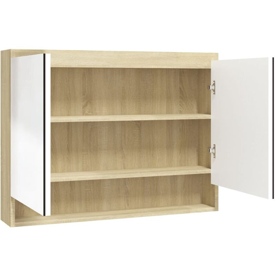 Vidaxl - Bathroom Mirror Cabinet 80x15x60 cm mdf White and Oak White