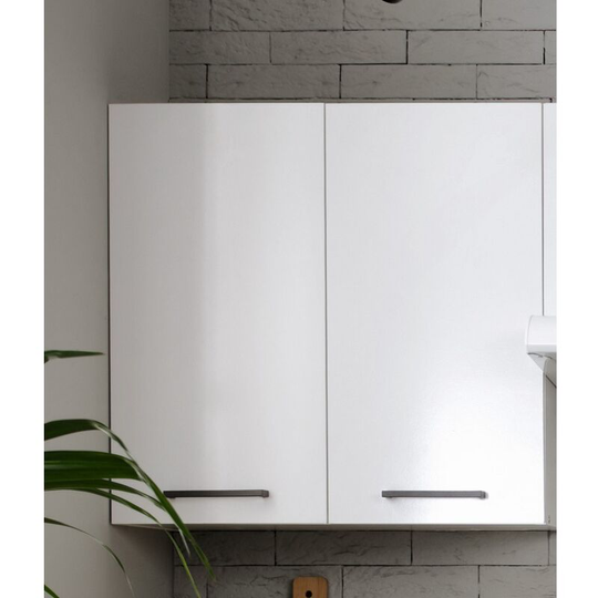 Kitchen Unit Wall Upper Cabinet 2 Door Cupboard 60cm White Low Gloss 600 Junona - Grey / White