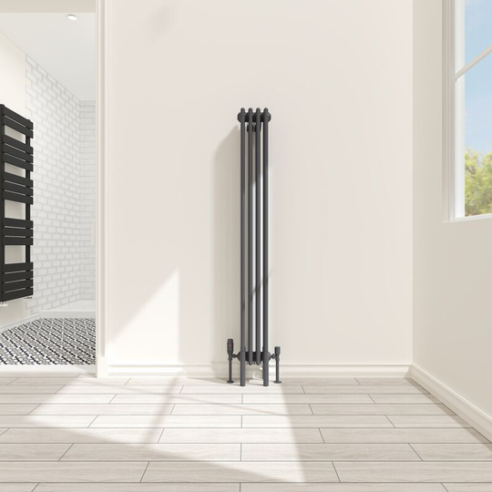 NRG - Traditional 4 Column Radiator Cast Iron Style Heating Rads Vertical Anthracite 1500x200mm