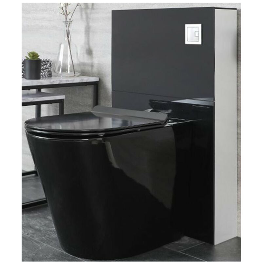 Milano - Nero - Black Ceramic Modern Bathroom Back to Wall Toilet wc Unit with Pan, Cistern and Soft Close Seat