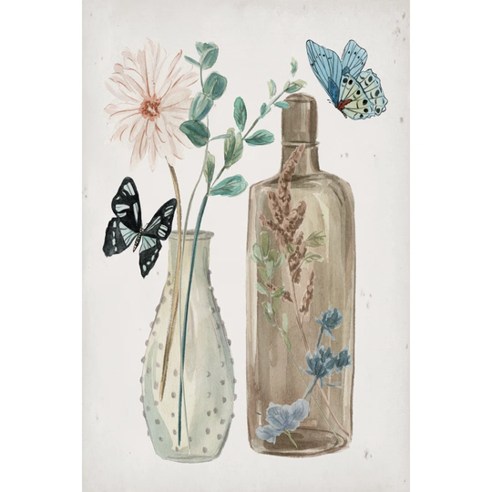 Butterflies And Flowers IV - Wrapped Canvas Painting