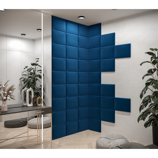 Brac 30 cm x 40 cm Peel and Stick Upholstered Wall Paneling in Blue
