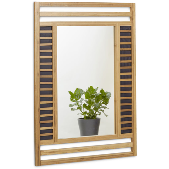 Relaxdays - Bamboo Mirror Size: 70 x 50 x 2 cm Bathroom Wall-Mounted Mirror Decorative Bamboo Wood Frame Elegant Accessory for the Bathroom, Living