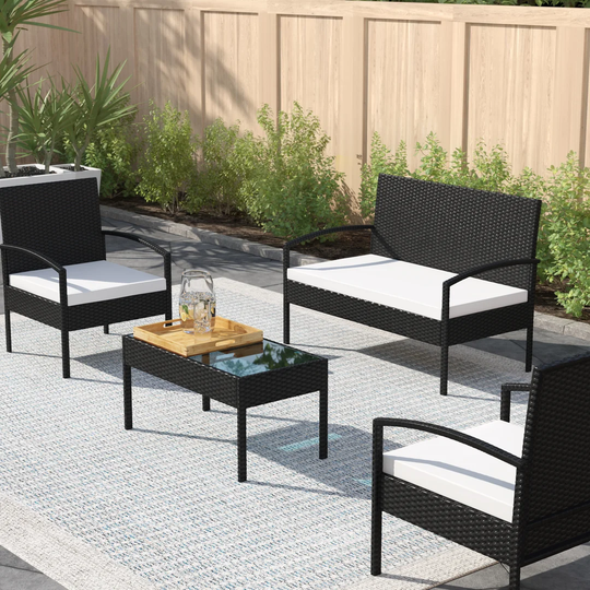 Cottage Rattan 4 - Person Seating Group with Cushions