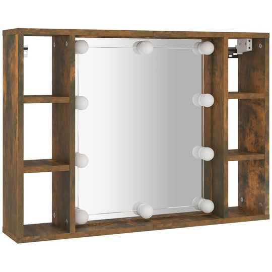 Vidaxl - Mirror Cabinet with led Smoked Oak 76x15x55 cm Brown