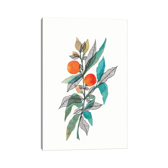 Watercolor + Ink Leaves III - Print on Canvas