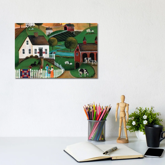 Flower Lady Dairy Farm Cheryl Bartley by Cheryl Bartley - Graphic Art Print on Canvas