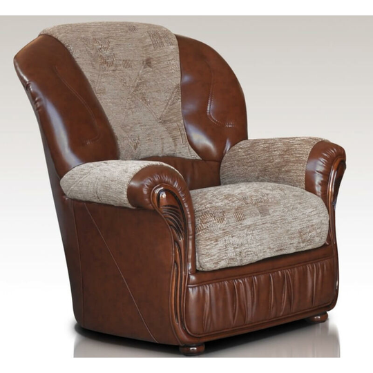 Kansas Armchair Genuine Italian Brown Leather Fabric Sofa Offer