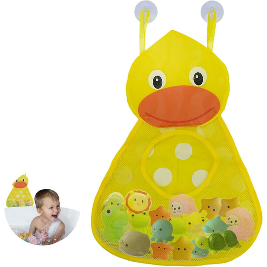 Baby Bath Toy Storage Organizer, Bathtub Toy Holder, Baby Toy Net to Keep Baby Dry and Clean Yellow Duck with 2 Strong Suction Cups