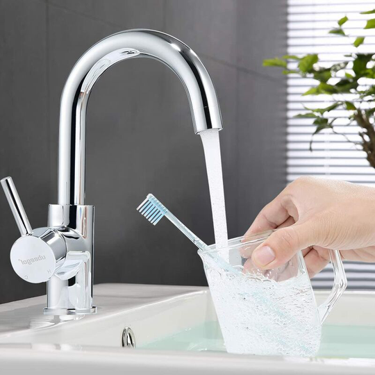 Swyeoot - Single Lever Kitchen Sink Faucet Bathroom Sink Mixer Tap with 360° High Swivel Spout and Ceramic Cartridge, Single Lever Basin Faucet for