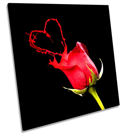 Red Rose Flower Love Heart - Wrapped Canvas Painting