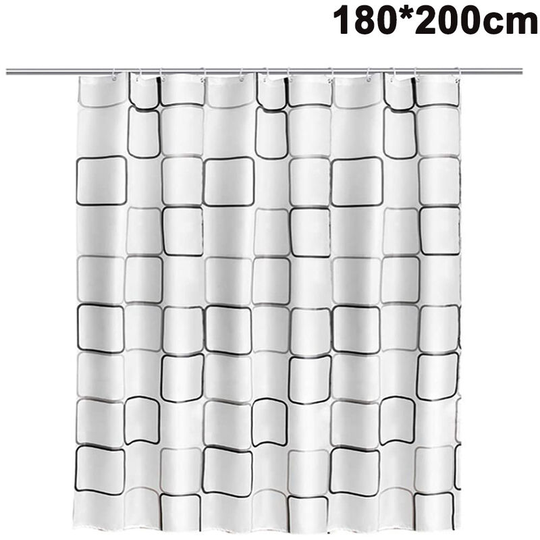 Square meter waterproof shower curtain made of breathable PEVA with 12 chrome plated brass buckles for bathtub enclosure in home and hotel.