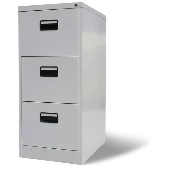 Hommoo - File Cabinet with 3 Drawers Grey 102.5 cm Steel VD07433