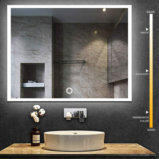 700 x 900mm LED Illuminated Bathroom Mirror with Dimmable Touch Sensor Switch, 3-Colour Dimming Function, Wall Mounted Bathroom Mirrors for Makeup