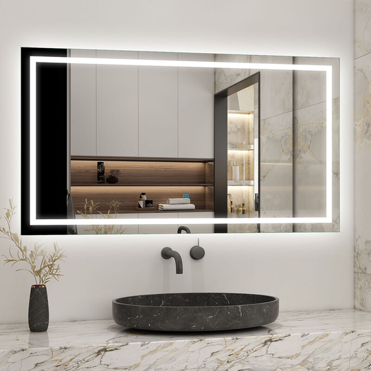 Acezanble - 1100x700mm Large Bathroom Mirrors with led Lights Illuminated Backlit Wall Mount Light Up Mirror Dimmable Switch Horizontal/Vertical