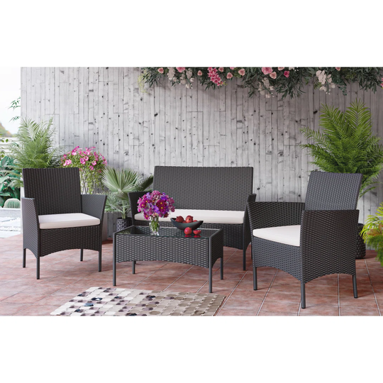 Gerhild Rattan 4 - Piece Sofa Set with Cushions