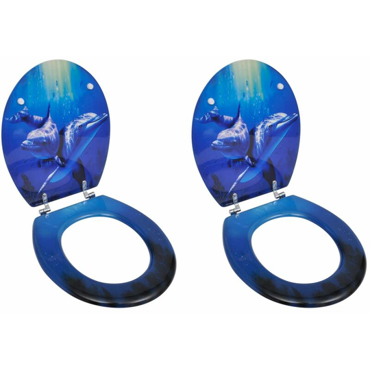 Toilet Seats with Lids 2 pcs mdf Dolphin - Multicolour