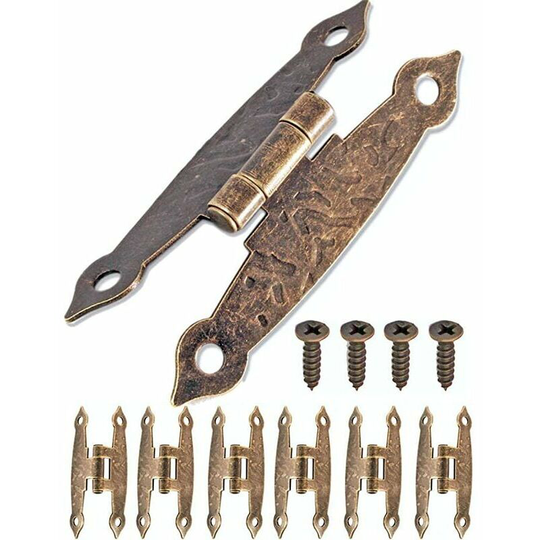 Cupboard Doors Tins Antique Hinges BoxesSet of 6 Bronze Design for Cabinets Chests Retro Style