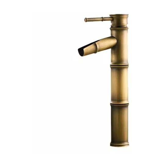 Waterfall Faucet, Brass Waterfall Bathroom Faucet, Antique Brass Faucet, Bamboo Faucet (3 Sections)