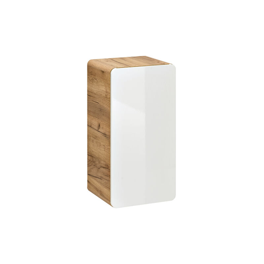 White Gloss Oak Bathroom Wall Mounted Small Storage Unit 1 Door Cabinet Arub - White Gloss / Oak