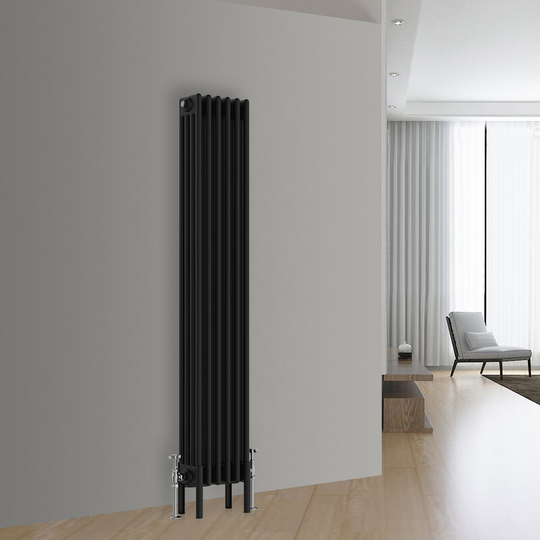 NRG - Traditional Vintage Cast Iron Style Radiator Black 4 Column 1500x290mm
