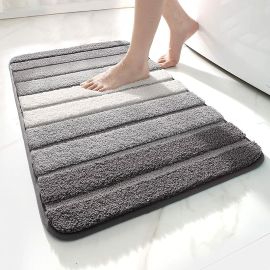 Gift - Extra Soft Non-Slip Bath Mat Machine Washable Water Absorbing Bath Mat 40 x 60 cm Gray