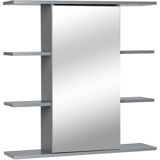 Bathroom Wall Cabinet Cupboard Mirrored Make-up Storage mdf Grey