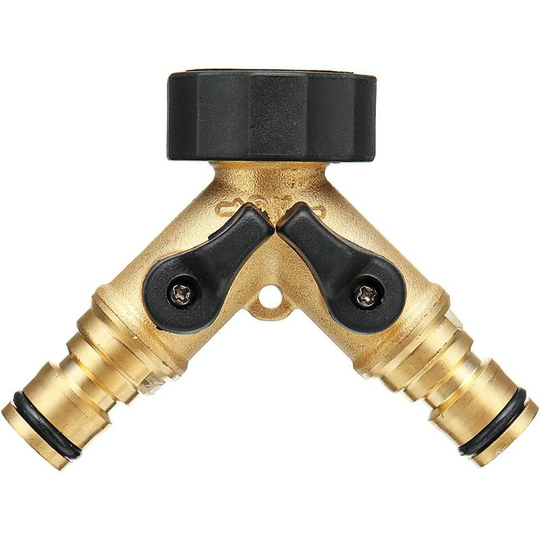 Perlerare - 2 Way Brass Faucet Garden Distributor, Garden Hose Splitter - Watering Parts and Fittings for Garden Irrigation