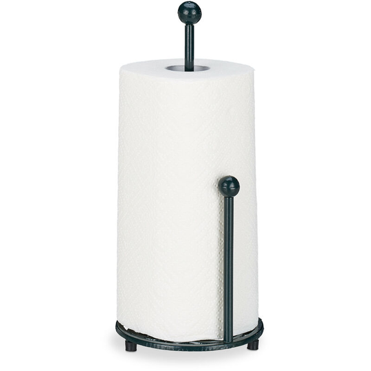 Standing Kitchen Roll Dispenser, Paper Towel Holder, Vintage, Country Style, Cast Iron, Height: 33 cm, Green - Relaxdays