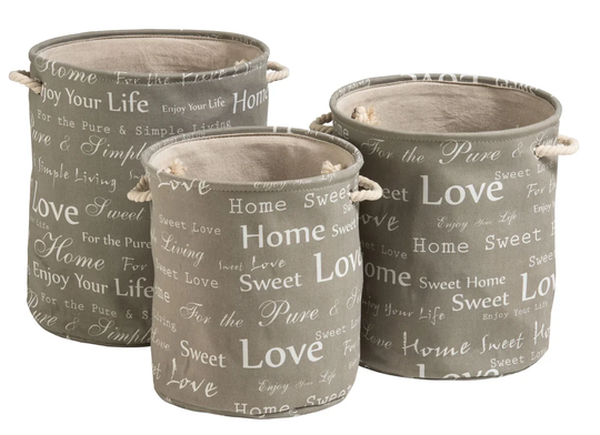 Patenaude English Words 3 Piece Round Laundry Set