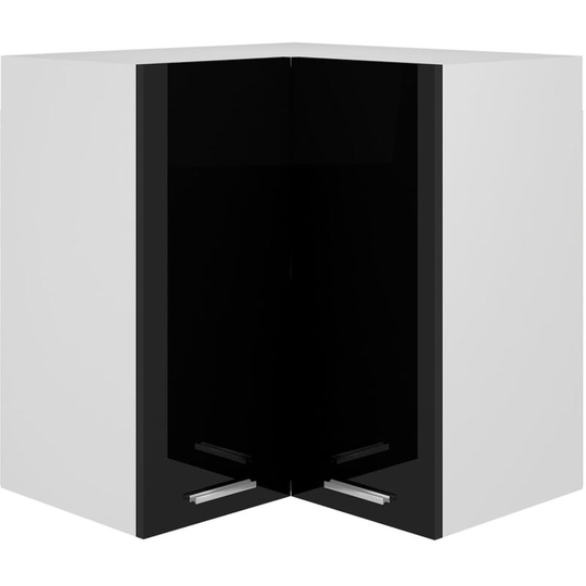 Hanging Corner Cabinet High Gloss Black 57x57x60 cm Chipboard