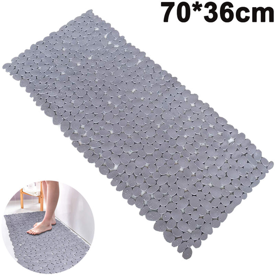 Pebble Bathtub Mat Non-Slip Shower Mats with Suction Cups Drain Holes for Bathroom Tub 70*36cm