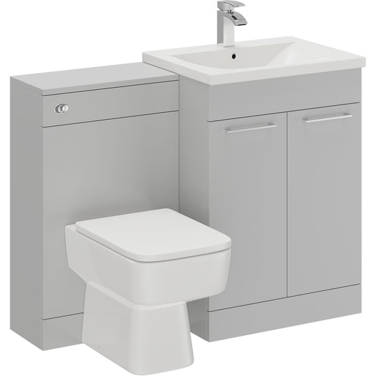 Wholesale Domestic - Napoli Gloss Grey Pearl 1100mm 2 Door Vanity Unit Toilet Suite - Gloss Grey Pearl