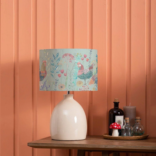 Bilbury Flock Robins Egg 30cm Cotton Drum Lamp Shade