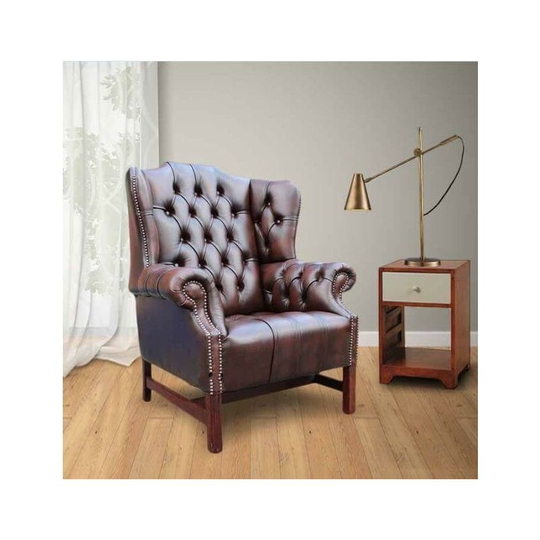 Chesterfield Churchill High Back Wing Chair uk Manufactured Antique Brown