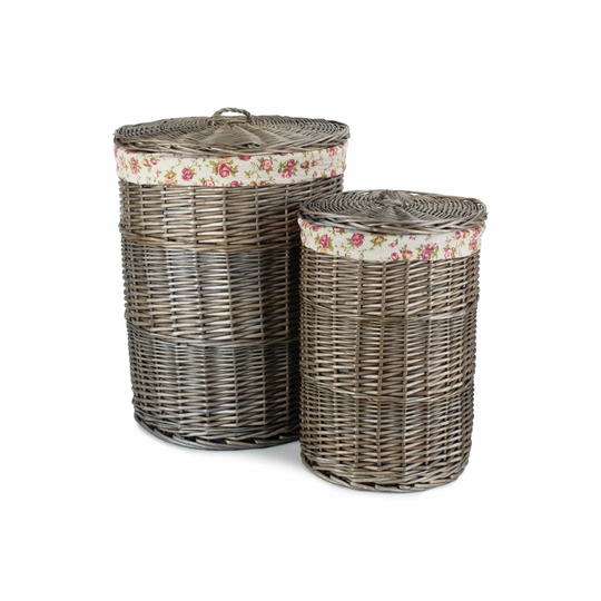 Laundry Garden Rose Wicker 2 Piece Basket Set