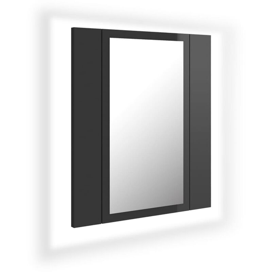 LED Bathroom Mirror Cabinet High Gloss Grey 40x12x45 cm Acrylic vidaXL - Grey