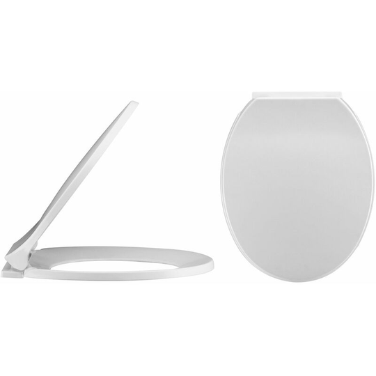 Round Thermoplastic Bottom Fixing Toilet Seat with Soft Close Hinges - White - Nuie
