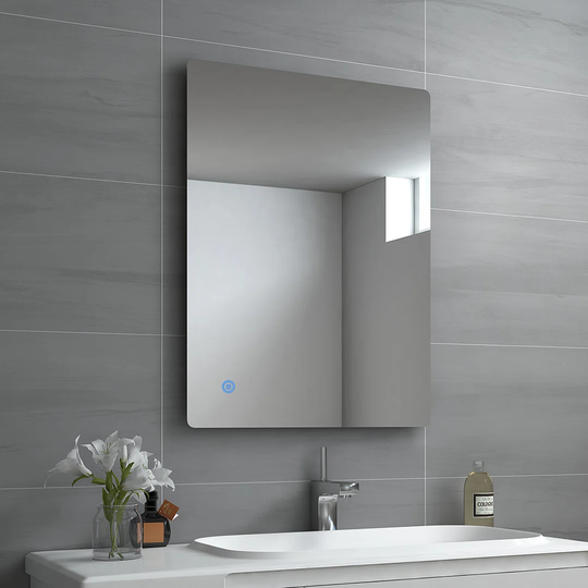 LM09 LED Bathroom Mirror 80X60cm Bathroom Mirror With Warm White/Cold White/Natural Light Lighting Touch Switch And Fogproof IP44 Energy Saving
