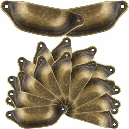 Morejieka - 20 Vintage Shell Pull for Kitchen Cabinet Drawer Cabinet, Curved Iron Retro Cabinet Door Knob, Iron Knob Furniture Handle