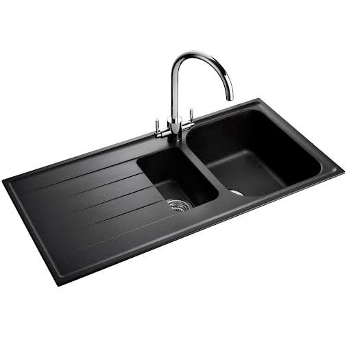 Rangemaster Amethyst Ash Black Igneous Granite Inset 1.5 Kitchen Sink