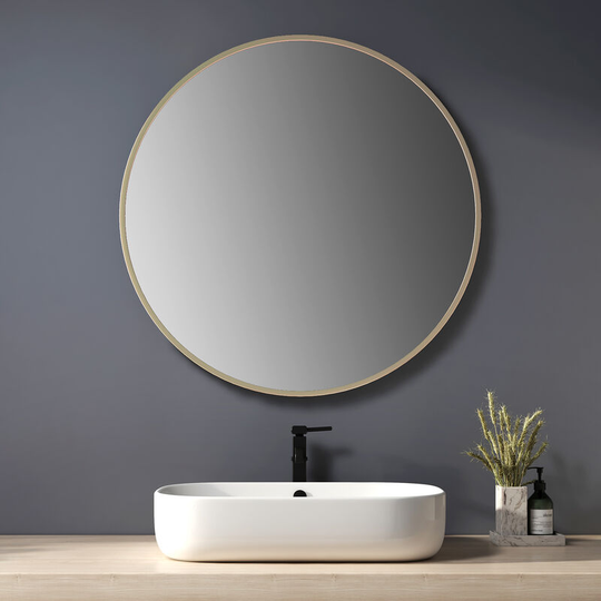 Bathroom Mirror Φ80cm Round Mirror Wall Mirror Gold Wall Decoration for Bathroom Bedroom Living Room Entrance - Heilmetz