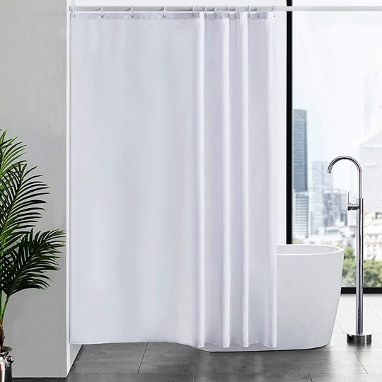 1Piece Mildew Proof Shower Curtain Washable Waterproof Fabric Large Polyester Shower Curtains for Bathtub or Bathroom White 180x200cm