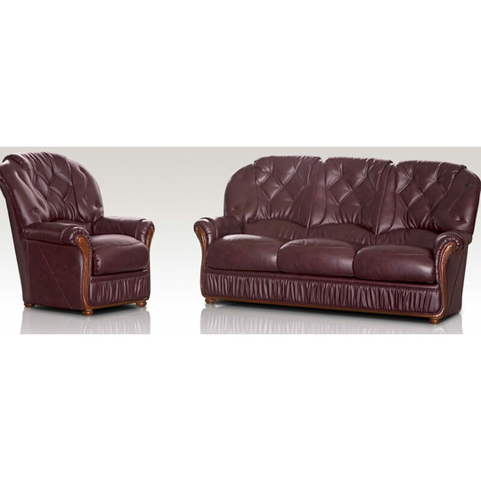 Rome 3 Seater + Armchair Genuine Italian Burgandy Leather Sofa Suite Offer