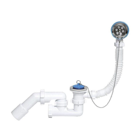 Bathroom Bath Bathtub Drain Waste P-Trap Set with Stainless Steel Strainer and Plug + Chain