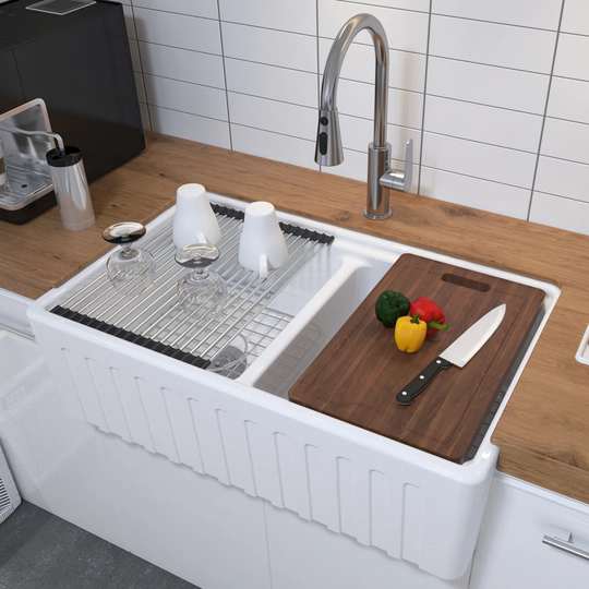 Abbi-Leigh Ceramic Double Bowl Farmhouse Kitchen Sink