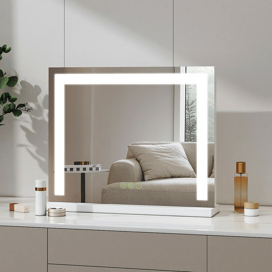 Meykoers - Hollywood Dressing Table Mirror 50x42cm White Border led Vanity Mirror with Variable Light & 3 Color lights Cosmetic Mirror - 50x42x12cm |