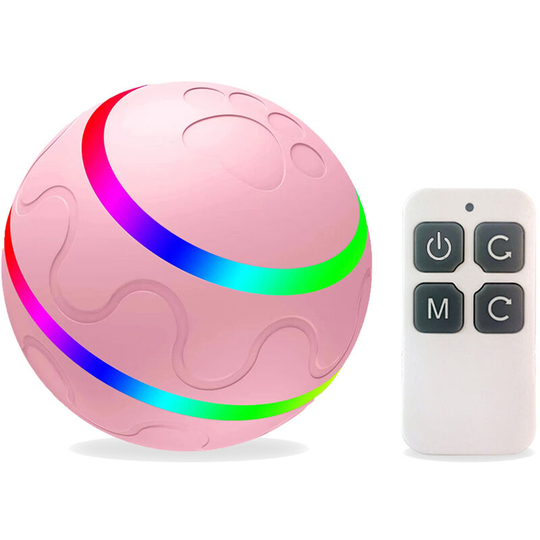 Dog Ball Toy Interactive Puppy Cat Pet Rolling Toy Remote Control Self Rotating Bouncing Ball led Light Rechargeable Battery for Medium/Large Dog